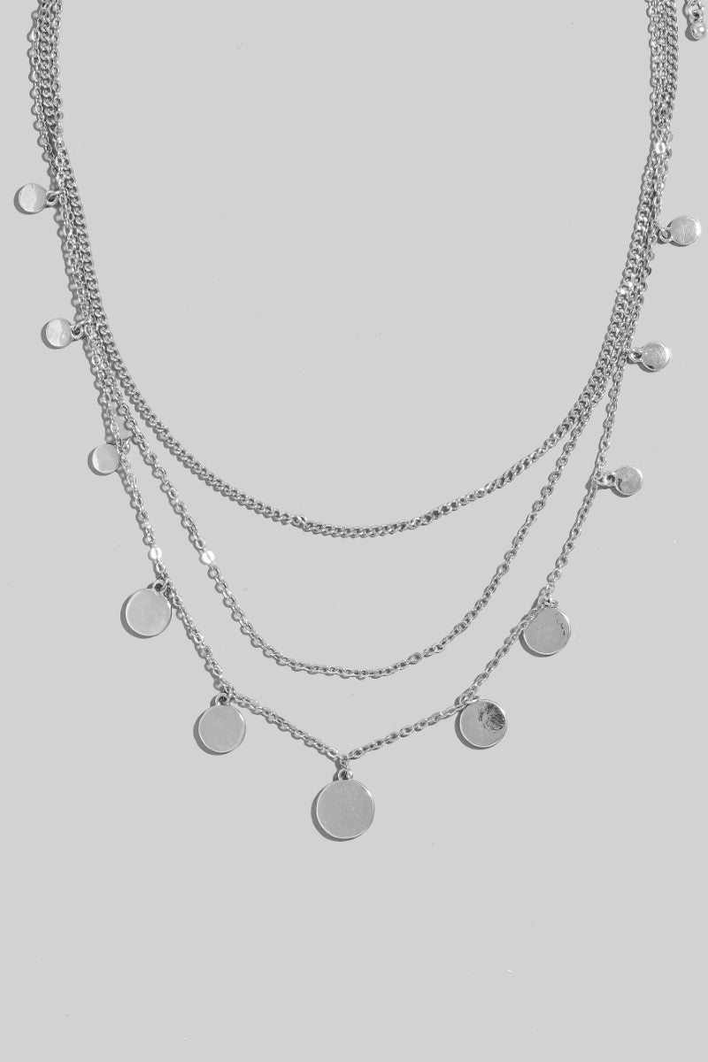 SIlver Dainty Coin Layered Necklace