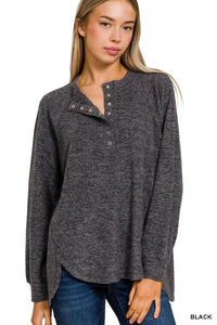 Charcoal Brushed Henley Top