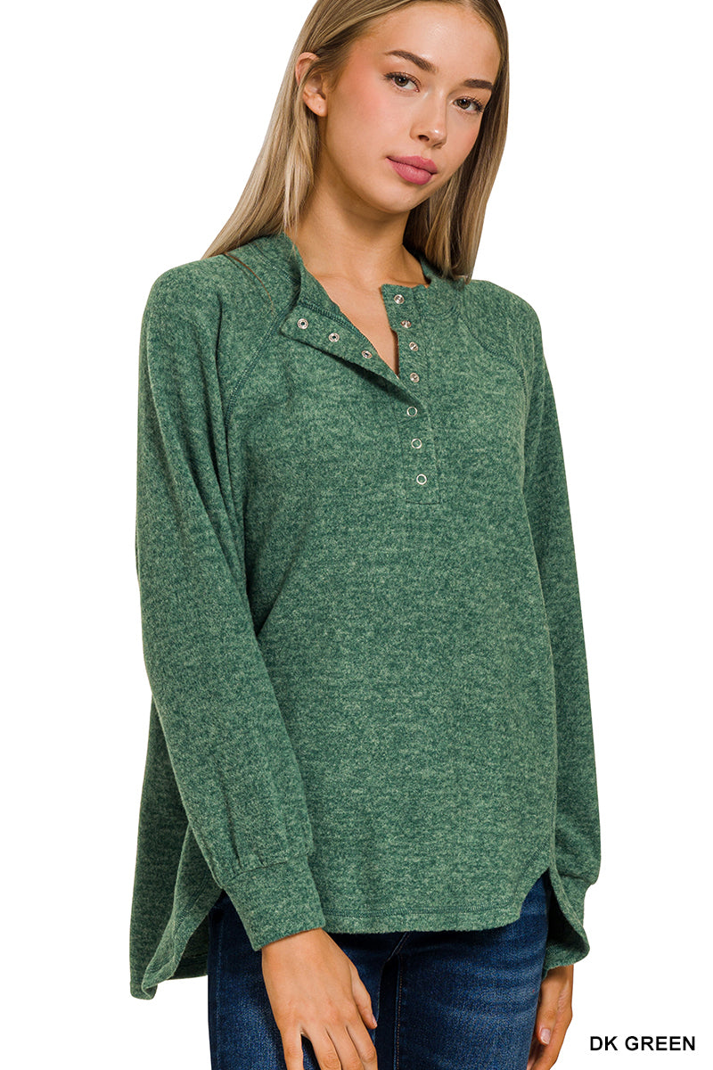 Dark Green Brushed Henley