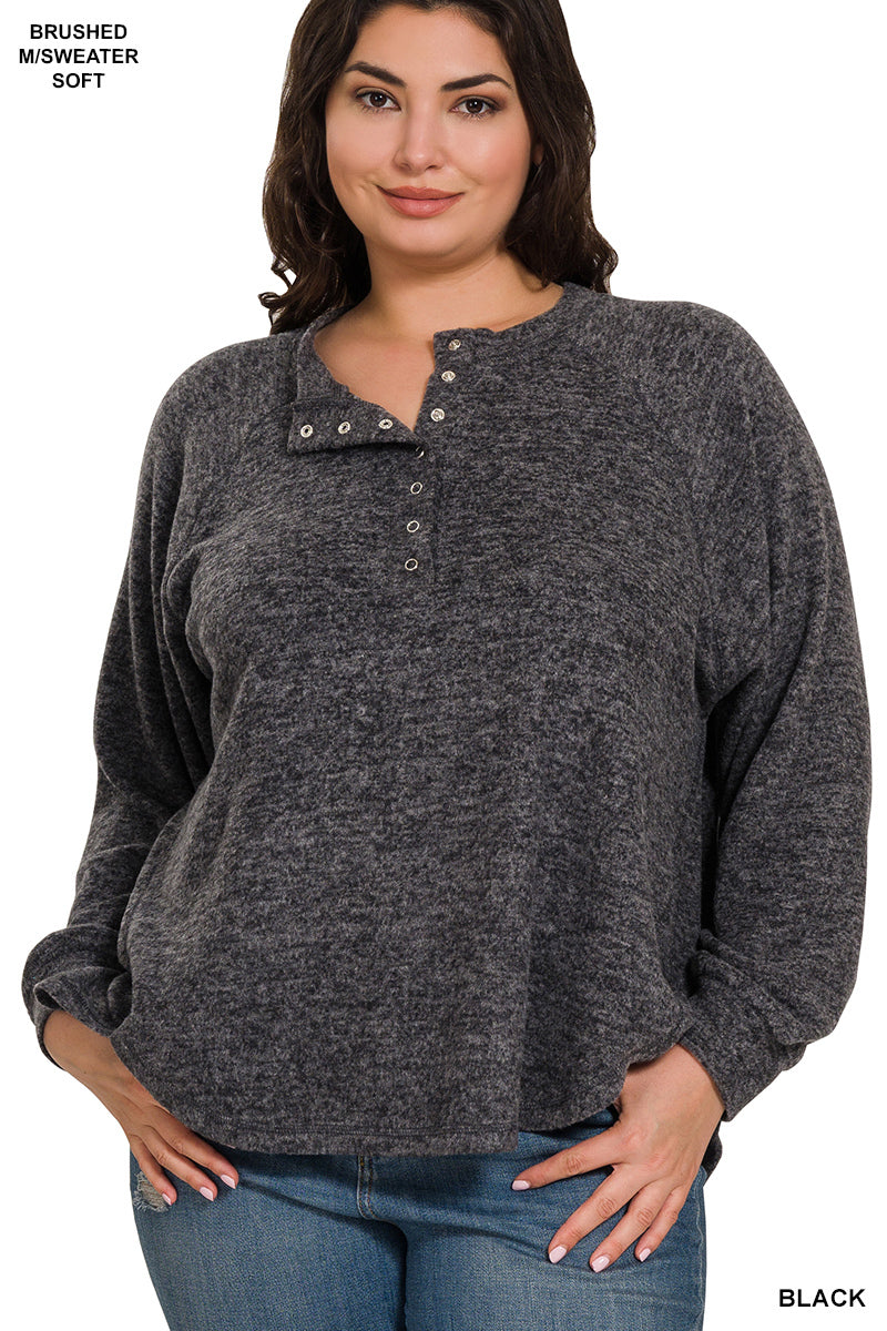 Chacroal Brushed Henley Top - Plus