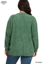 Load image into Gallery viewer, Dark Green Brushed Henley - Plus
