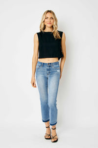 JB Sara Released Hem Crop Denim