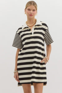 B+W Striped Polo Dress