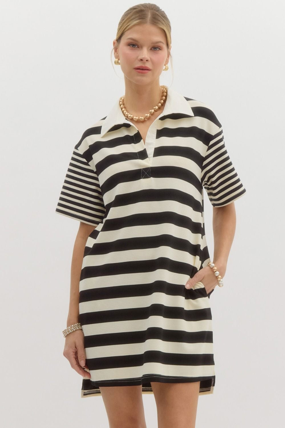 B+W Striped Polo Dress