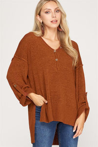 Rust Henley Sweater