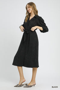 Black Jacquard Midi Dress