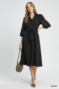 Black Jacquard Midi Dress