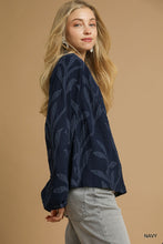 Load image into Gallery viewer, Navy Jacquard Top
