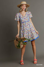 Load image into Gallery viewer, Blue Floral Piped Dress
