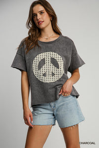 Charcoal Peace Lace Tee