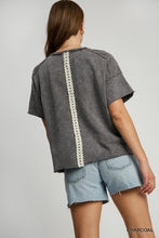 Load image into Gallery viewer, Charcoal Peace Lace Tee

