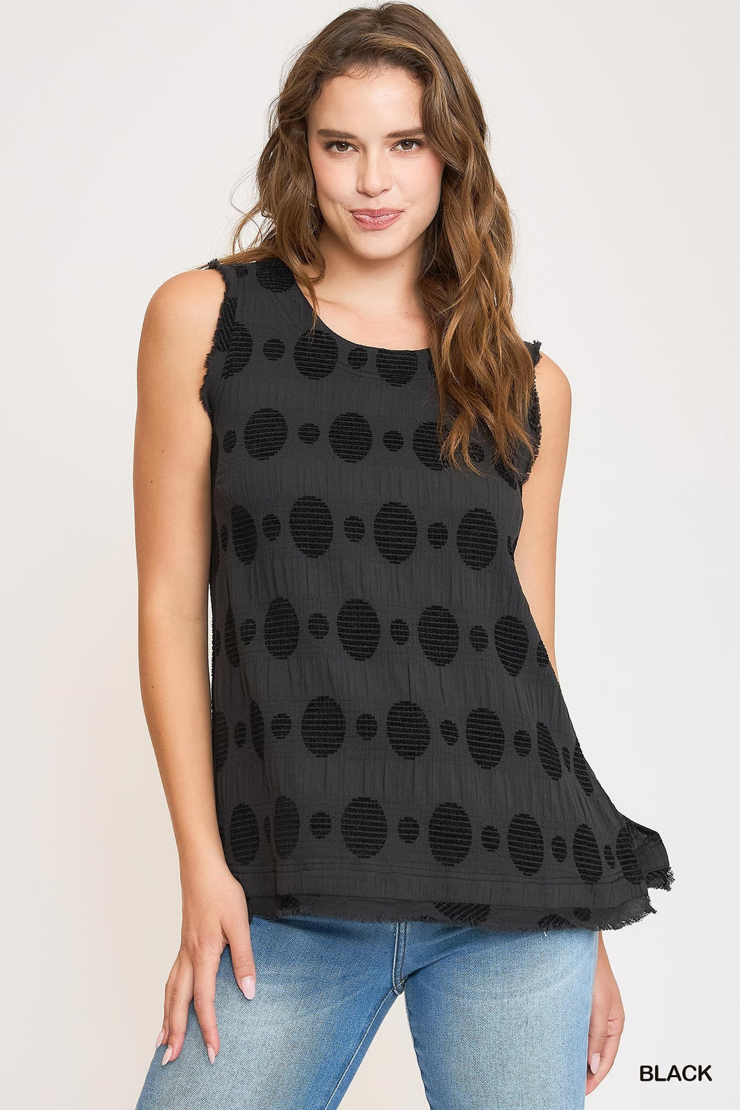 Black Dot Button Back Tank