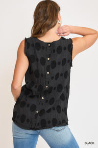 Black Dot Button Back Tank