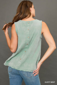 Dusty Mint Button Back Tank