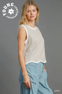 Latte Striped Knit Tank