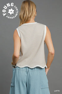 Latte Striped Knit Tank