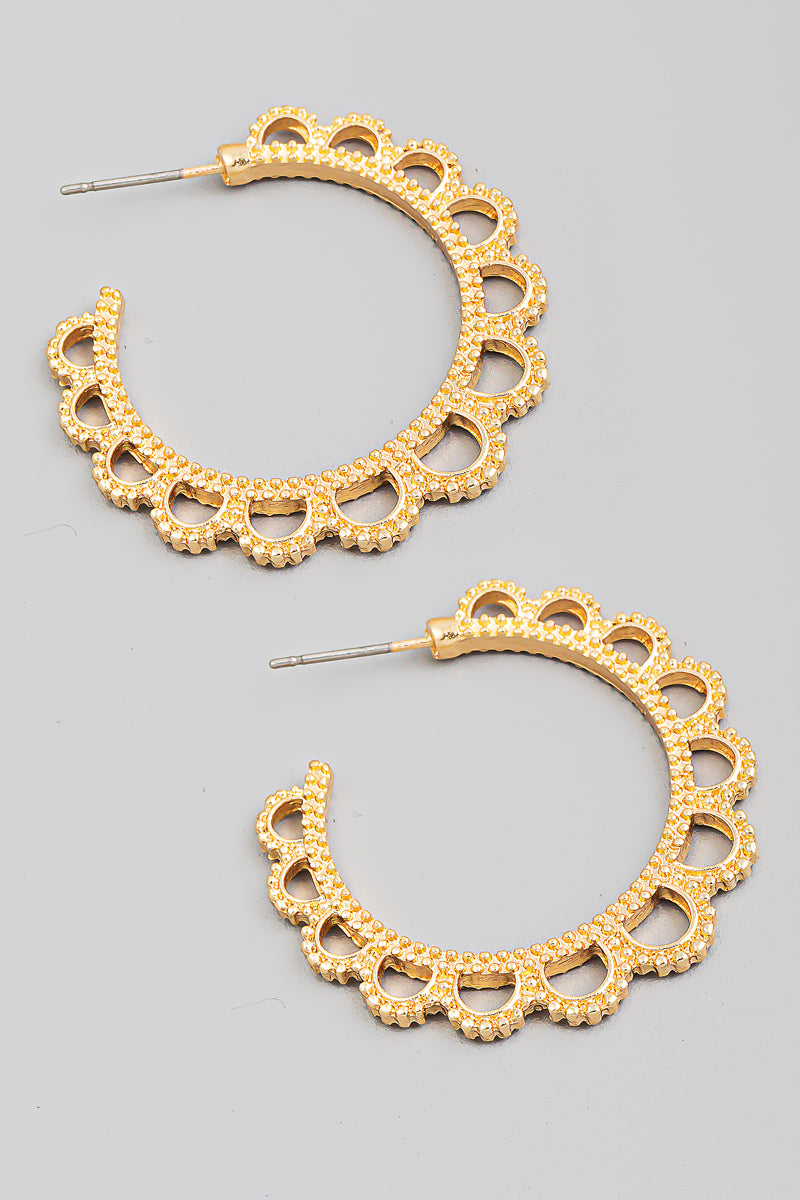 Gold Scalloped Hoops