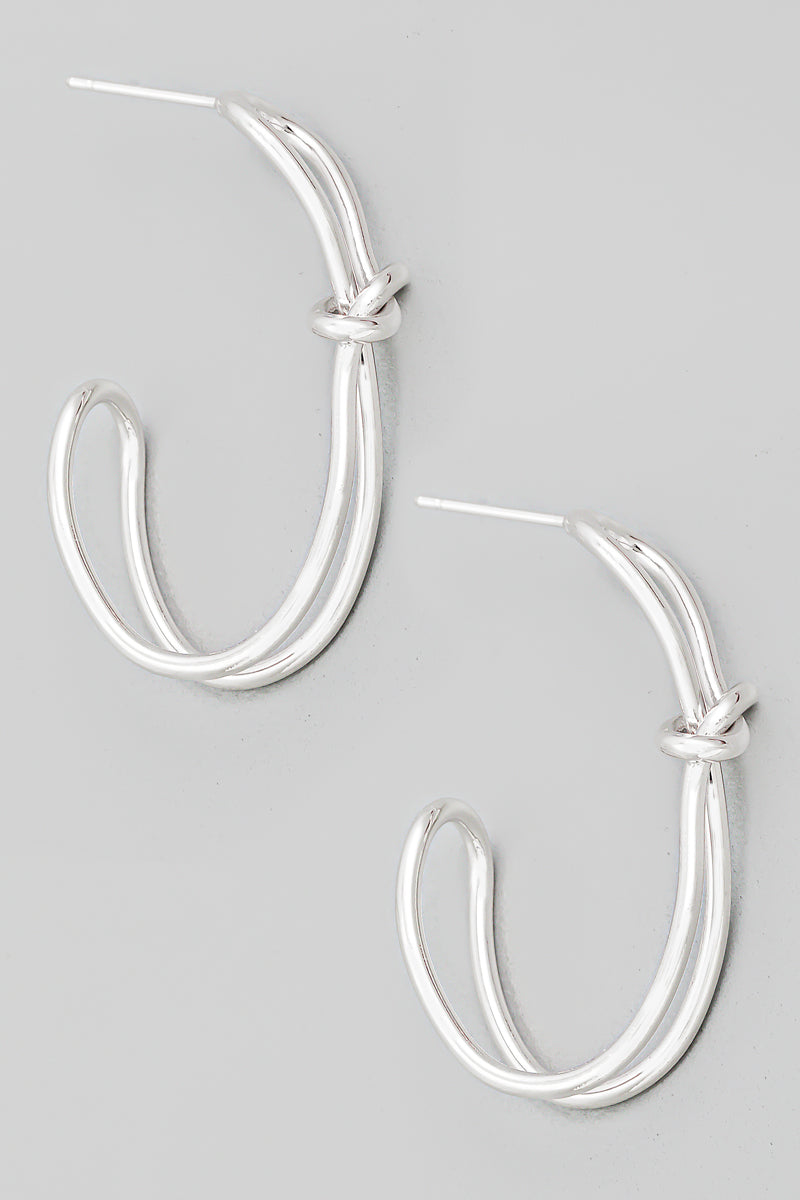 Silver Knot Hoops