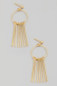 Gold Fringe Bar Earrings