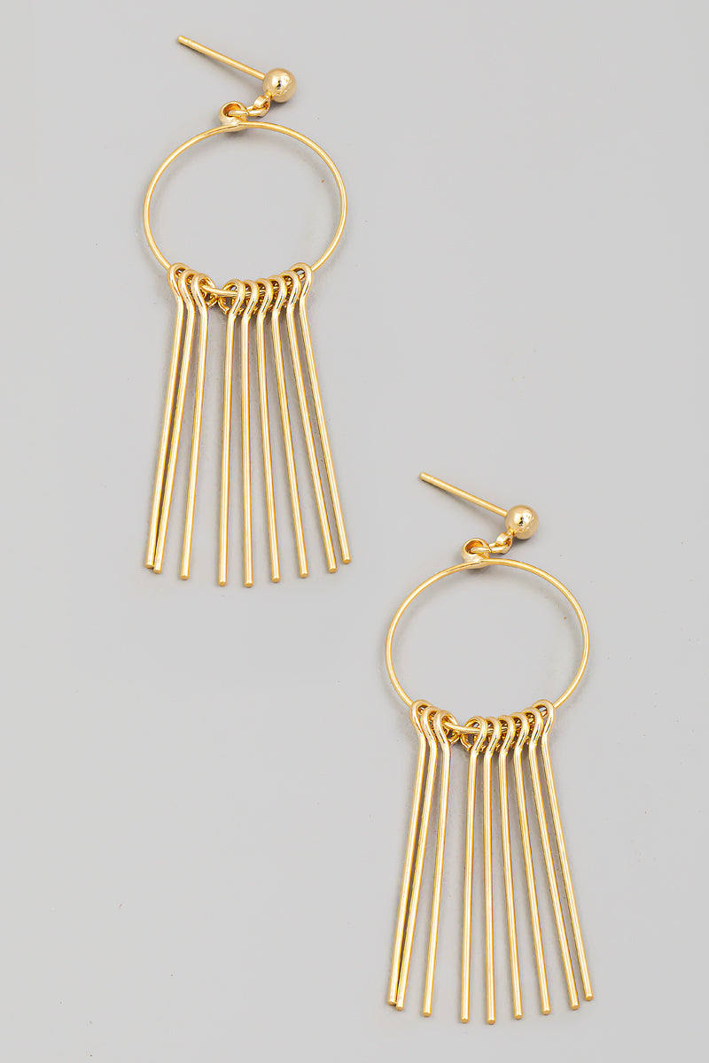 Gold Fringe Bar Earrings
