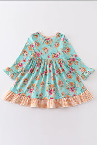 Mint + Tangerine Floral Dress - Kids