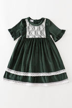 Load image into Gallery viewer, Forest Lace Trim Velvet Dress - Kids
