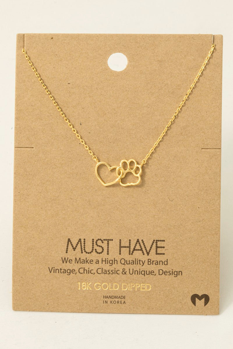 Paw + Heart Charm Necklace