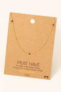 Green Beaded Charm Necklace
