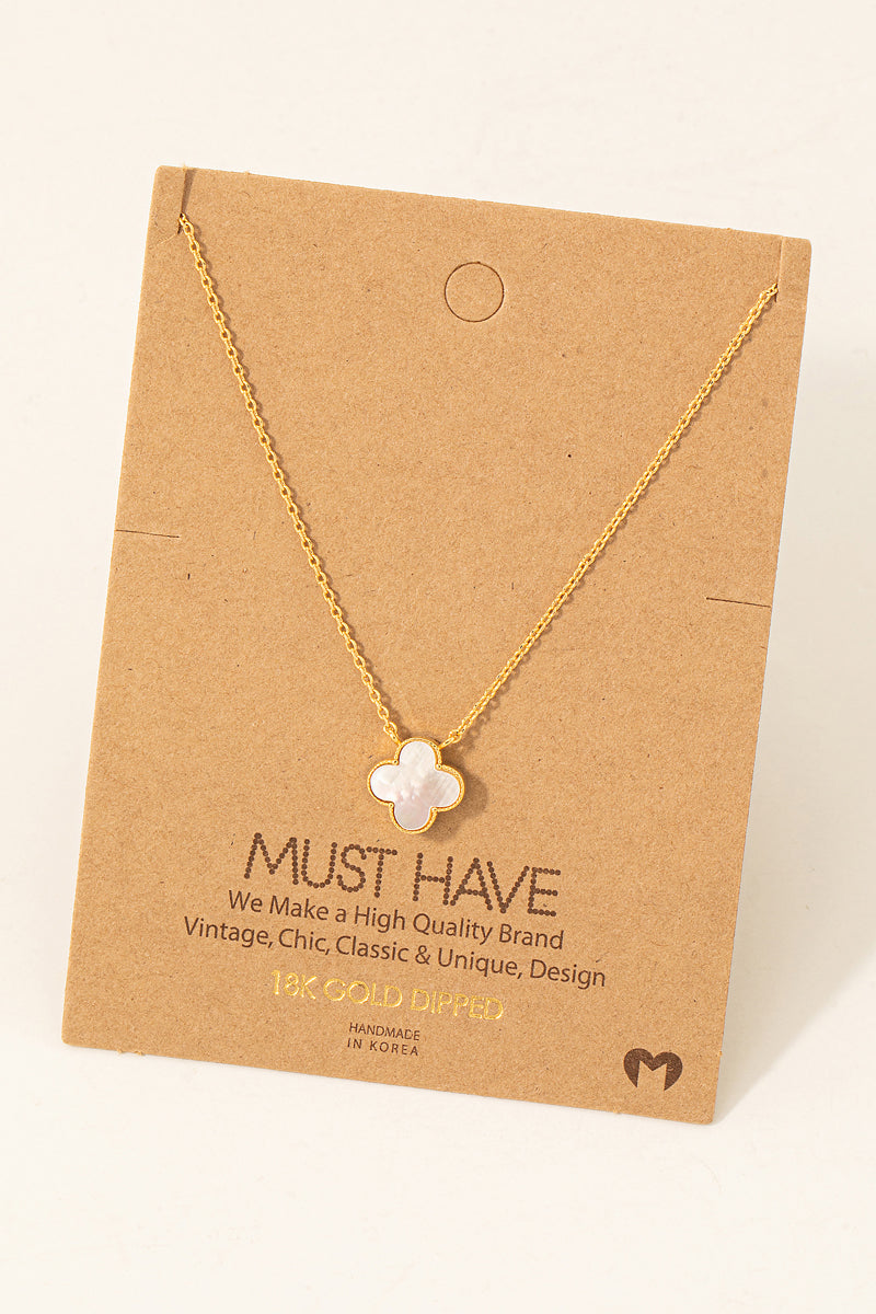 Mother of Pearl Clover Charm Necklace