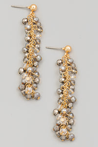 Grey Beaded Chain Earrings