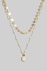 Gold Pearl Layered Necklace