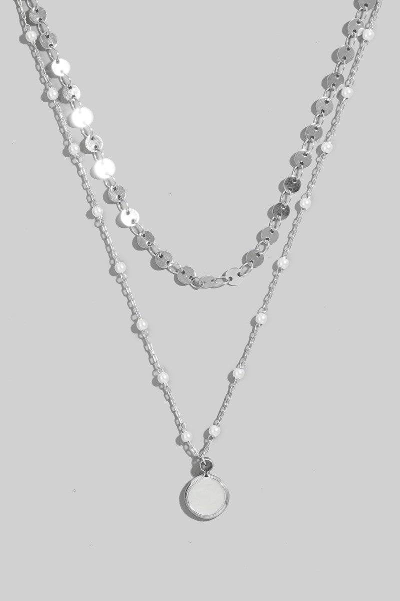 Silver Pearl Layered Necklace