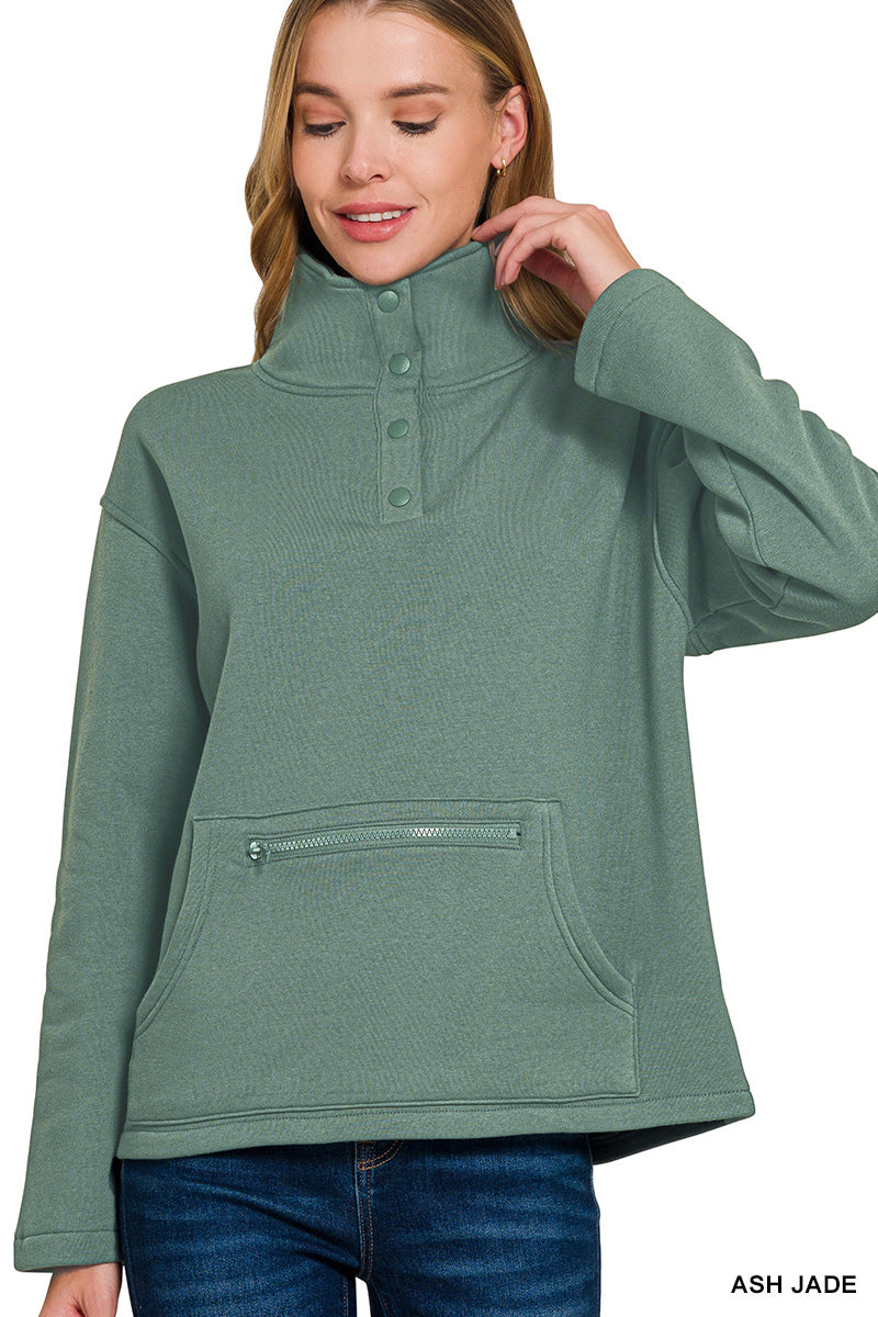 Ash Jade Button Pullover