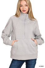 Load image into Gallery viewer, Grey 1/2 Zip Fleece Pullover
