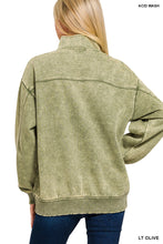 Load image into Gallery viewer, Olive Washed Zip Pullover

