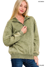 Load image into Gallery viewer, Olive Washed Zip Pullover
