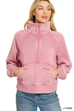 Load image into Gallery viewer, Rose Zip Ribbed Panel Pullover
