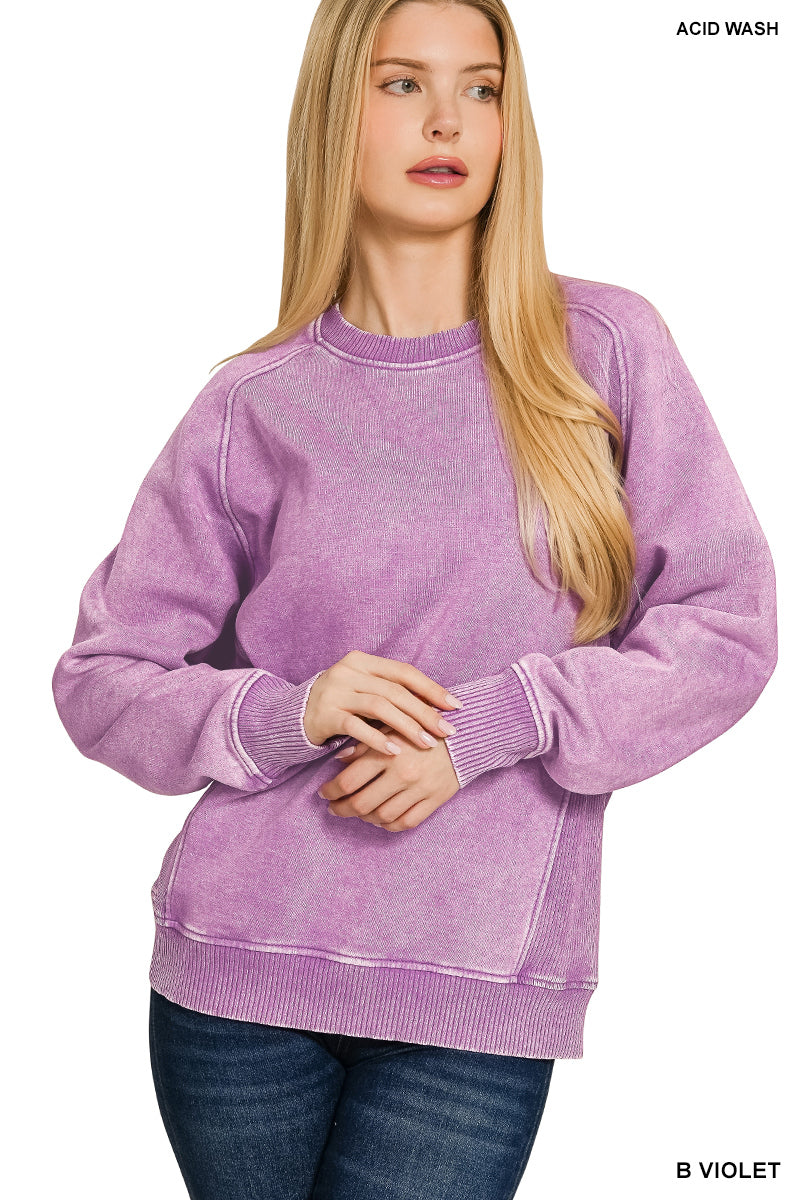 Zenana Violet Ribbed Sweatshirt