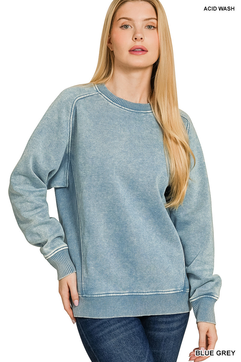 Blue Ribbed Sweatshirt