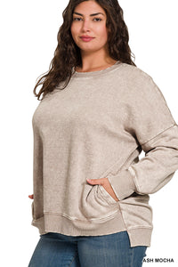 Ash Mocha Hi-Low Hem Sweatshirt - Plus