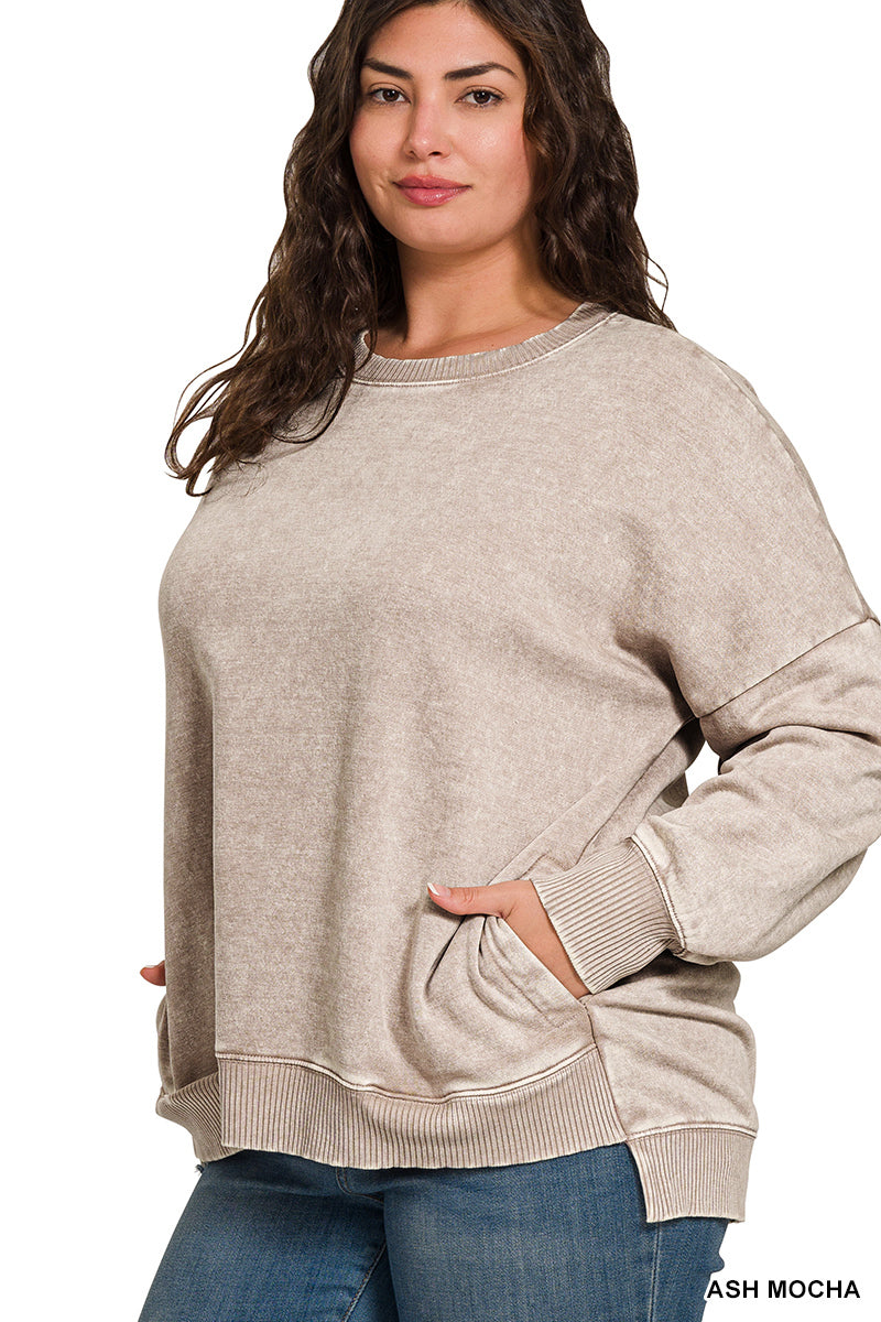 Ash Mocha Hi-Low Hem Sweatshirt - Plus