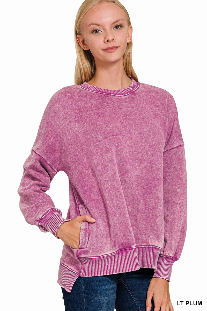 Washed Plum Hi-Low Sweatshirt