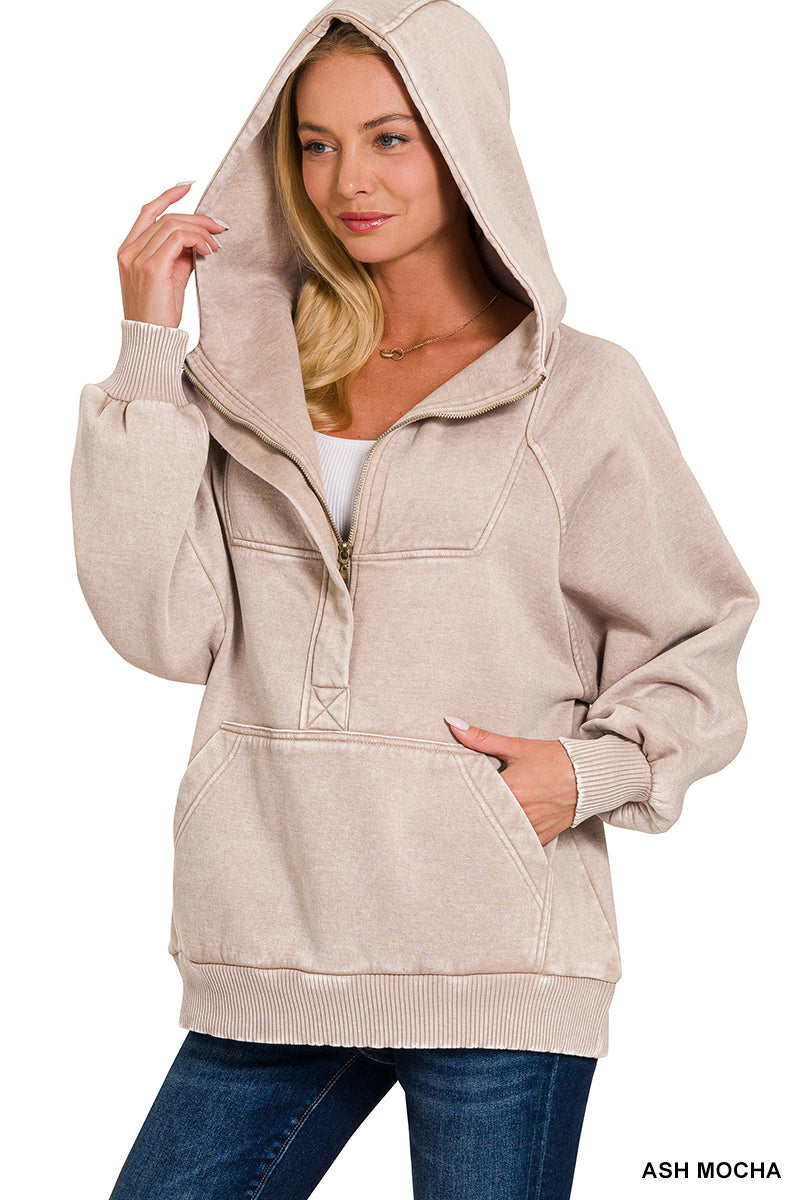 Ash Mocha Zip Fleece Hoodie