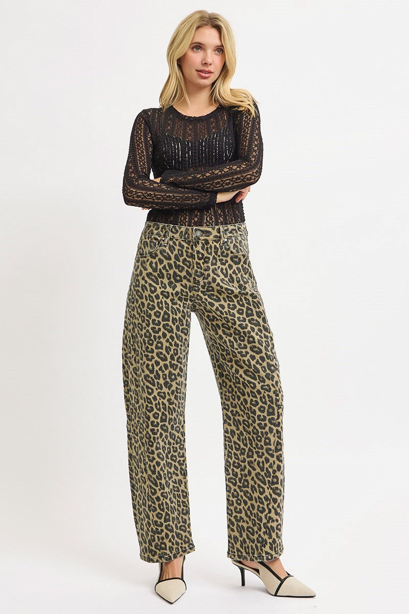 Tara Leopard Barrel Jeans