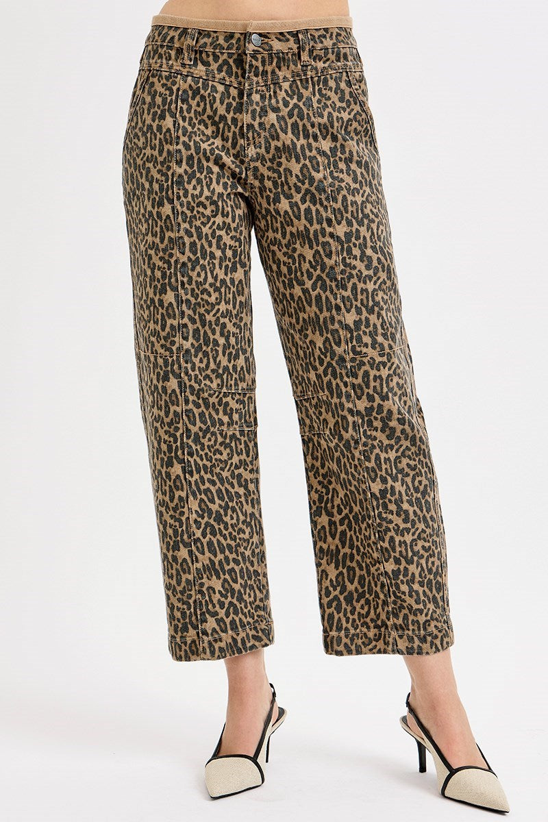 Tracy Leopard Barrel Denim - Plus