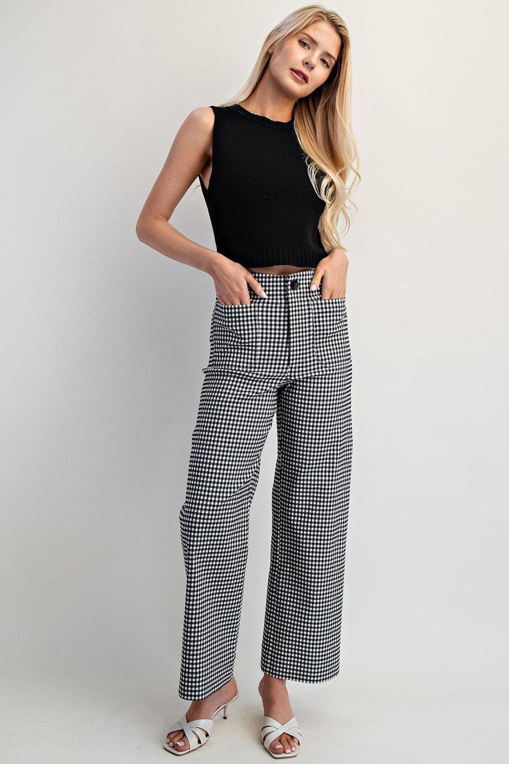 B+W Straight Gingham Pants