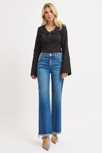 Amelia Straight Fray Hem Denim