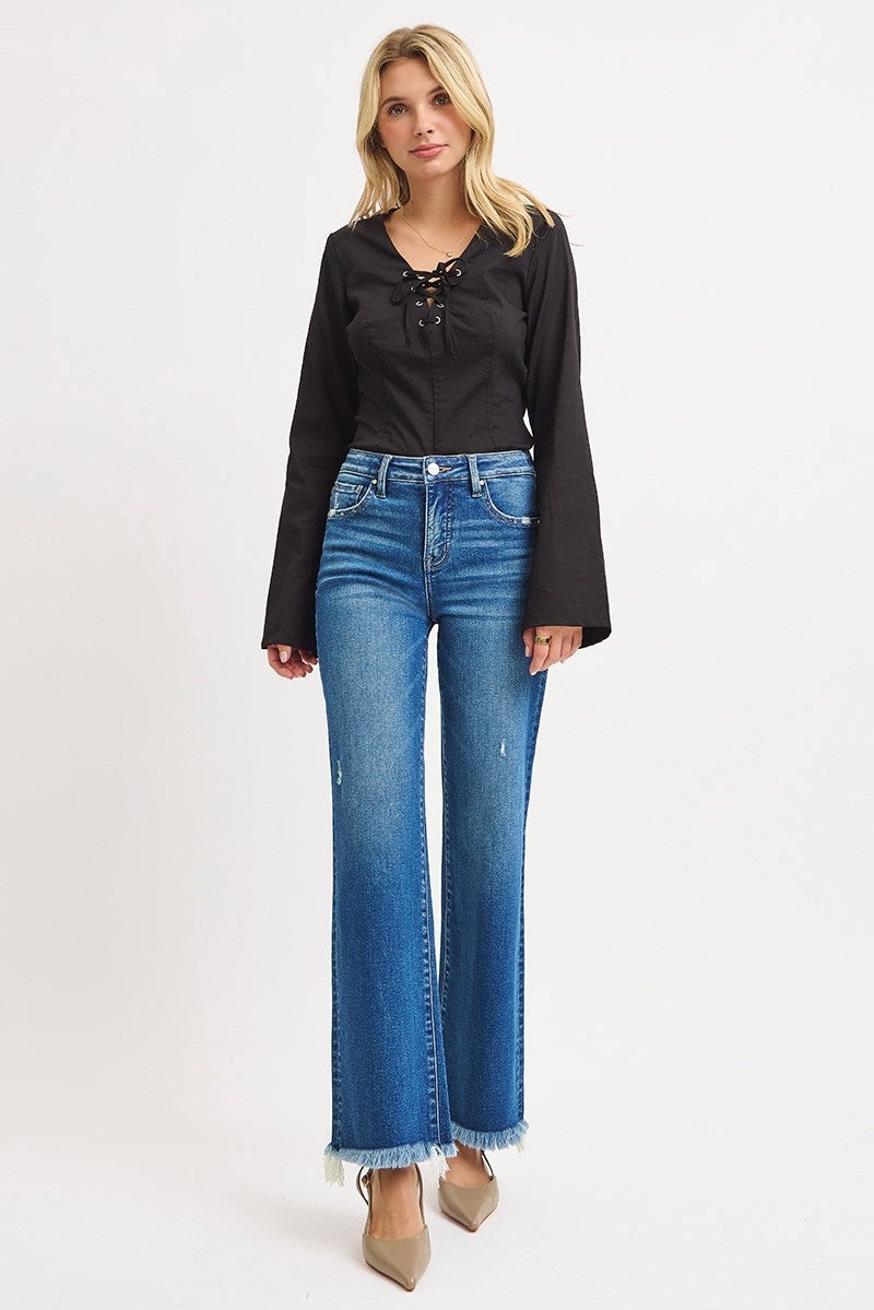 Amelia Straight Fray Hem Denim