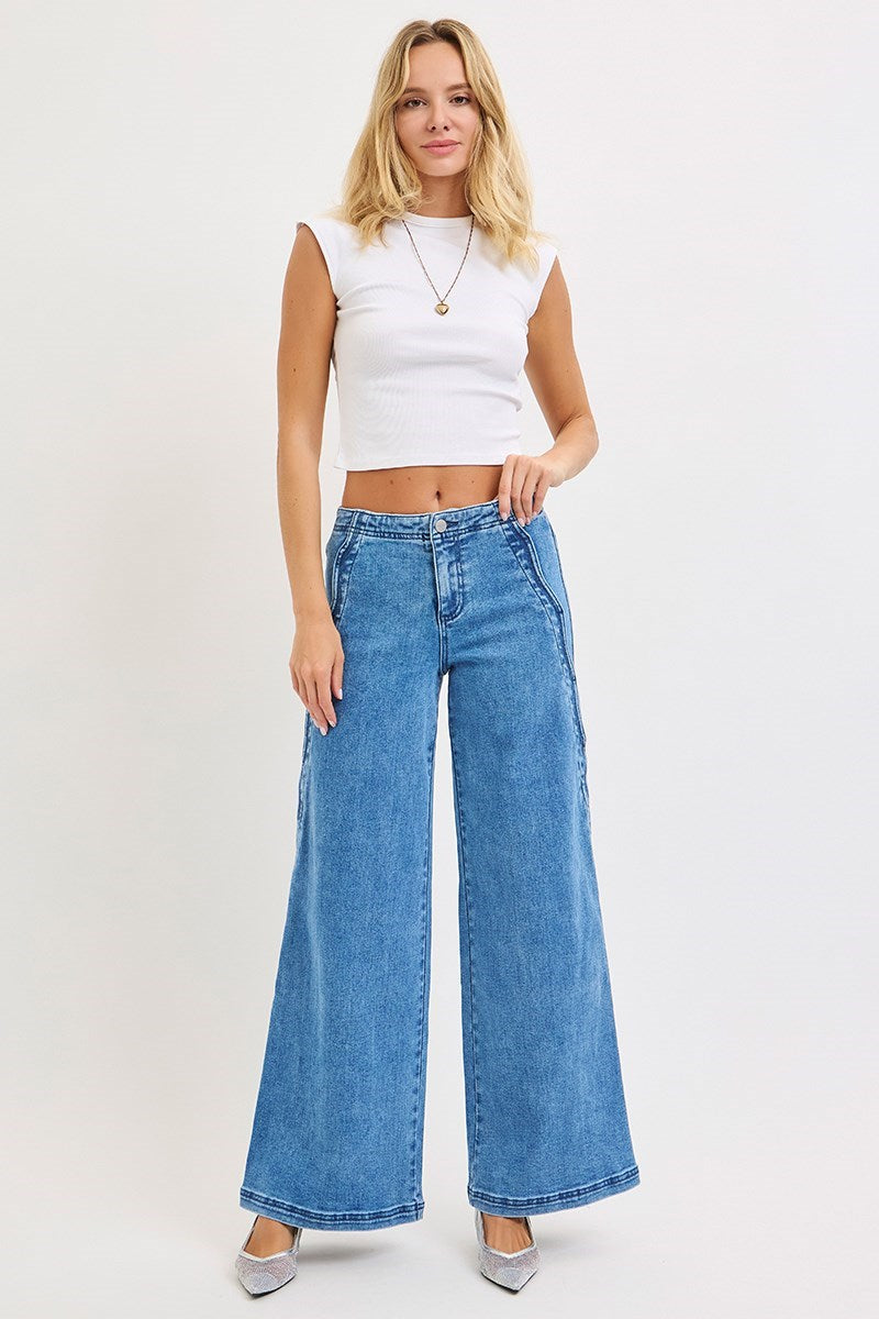 Nicole Scalloped Wide Denim