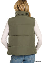 Load image into Gallery viewer, Olive High Neck Puffer Vest
